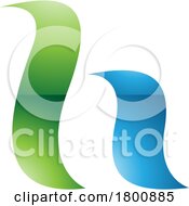 Green And Blue Glossy Calligraphic Letter H Icon