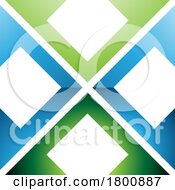 Poster, Art Print Of Green And Blue Glossy Arrow Square Shaped Letter X Icon