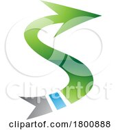 Poster, Art Print Of Green And Blue Glossy Arrow Shaped Letter S Icon