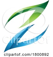 Green And Blue Glossy Fire Shaped Letter Z Icon