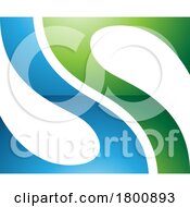 Green And Blue Glossy Fish Fin Shaped Letter S Icon