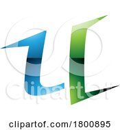 Green And Blue Glossy Spiky Shaped Letter U Icon