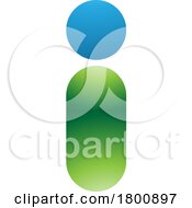 Green And Blue Glossy Abstract Round Person Shaped Letter I Icon