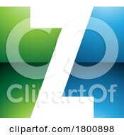 Green And Blue Glossy Rectangle Shaped Letter Z Icon