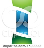 Green And Blue Glossy Antique Pillar Shaped Letter I Icon