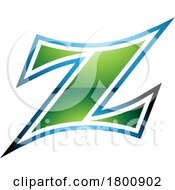 Poster, Art Print Of Green And Blue Glossy Arc Shaped Letter Z Icon