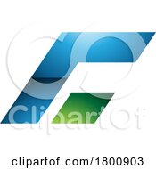 Green And Blue Glossy Rectangular Italic Letter C Icon