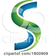Poster, Art Print Of Green And Blue Glossy Twisted Shaped Letter S Icon