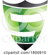 Poster, Art Print Of Green And Black Glossy Shield Shaped Letter S Icon
