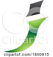 Green And Black Glossy Spiky Italic Letter J Icon