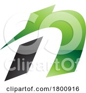 Green And Black Glossy Spiky Italic Letter N Icon