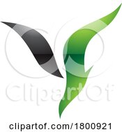 Green And Black Glossy Diving Bird Shaped Letter Y Icon