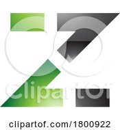 Green And Black Glossy Dotted Line Shaped Letter Z Icon