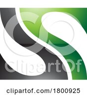 Poster, Art Print Of Green And Black Glossy Fish Fin Shaped Letter S Icon