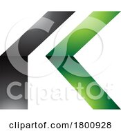 Poster, Art Print Of Green And Black Glossy Folded Letter K Icon