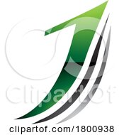 Green And Black Glossy Layered Letter J Icon