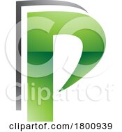 Green And Black Glossy Layered Letter P Icon