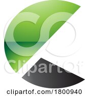 Poster, Art Print Of Green And Black Glossy Letter C Icon With Half Circles
