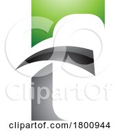 Green And Black Glossy Letter F Icon With Pointy Tips