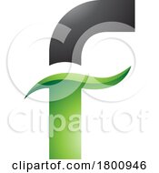 Green And Black Glossy Letter F Icon With Spiky Waves