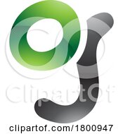Poster, Art Print Of Green And Black Glossy Letter G Icon With Soft Round Lines