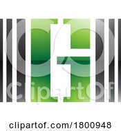 Poster, Art Print Of Green And Black Glossy Letter G Icon With Vertical Stripes