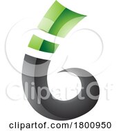 Poster, Art Print Of Green And Black Curly Glossy Spike Shape Letter B Icon