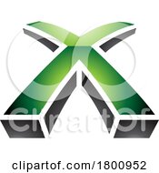 Poster, Art Print Of Green And Black Glossy 3d Shaped Letter X Icon