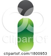 Green And Black Glossy Abstract Round Person Shaped Letter I Icon