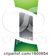 Green And Black Glossy Antique Pillar Shaped Letter I Icon