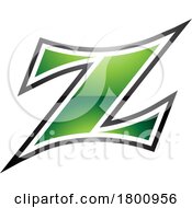 Green And Black Glossy Arc Shaped Letter Z Icon