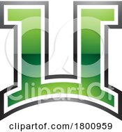 Poster, Art Print Of Green And Black Glossy Arch Shaped Letter U Icon