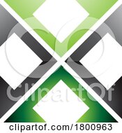 Poster, Art Print Of Green And Black Glossy Arrow Square Shaped Letter X Icon