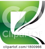 Green And Black Wavy Layered Glossy Letter E Icon