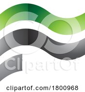 Green And Black Wavy Glossy Flag Shaped Letter F Icon