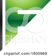 Green And Black Triangular Glossy Letter F Icon