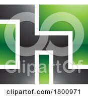 Green And Black Square Shaped Glossy Letter H Icon