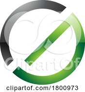Poster, Art Print Of Green And Black Thin Round Glossy Letter G Icon