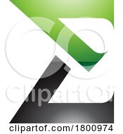 Green And Black Sharp Glossy Elegant Letter E Icon