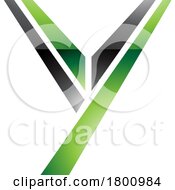 Poster, Art Print Of Green And Black Glossy Uppercase Letter Y Icon