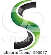 Poster, Art Print Of Green And Black Glossy Twisted Shaped Letter S Icon