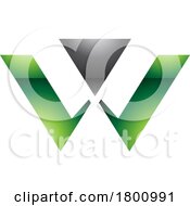 Green And Black Glossy Triangle Shaped Letter W Icon