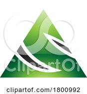 Green And Black Glossy Triangle Shaped Letter S Icon