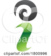 Green And Black Glossy Swirly Letter I Icon
