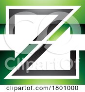 Poster, Art Print Of Green And Black Glossy Striped Shaped Letter Z Icon