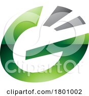 Green And Black Glossy Striped Oval Letter G Icon