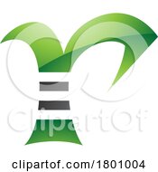 Green And Black Glossy Striped Letter R Icon