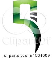 Green And Black Glossy Square Shaped Letter Q Icon