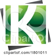 Poster, Art Print Of Green And Black Glossy Square Letter K Icon