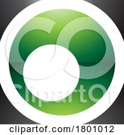 Green And Black Glossy Square Letter O Icon